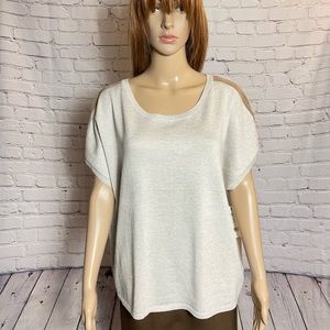 NWT New Anthropologie OLVA Olive and Vine Beige Knit Short Sleeve Top Size XL